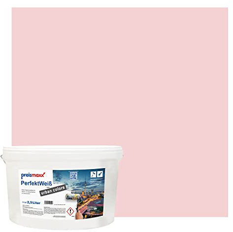 Preismaxx Perfektweiß urban colors, bunte Wandfarbe, rosa, pink, flamingo 2,5L, Innenfarbe, hohe Deckkraft Klasse 2, matt