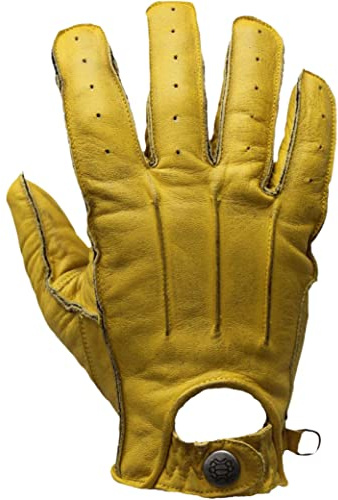 Mycl Turell Motorradhandschuhe Easy Rider - Motorrad Handschuhe Herr - Echtleder - Handschuhe Herren Motorrad Leder mit Aramid Verstärkung - Schlicht und Edel - Retro Vintage Look (Gelb, L)