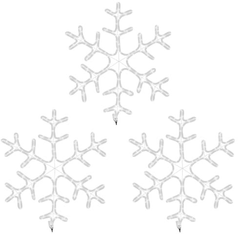 vidaXL 3X LED Schneeflocke Silhouette Lichtschlauch Weihnachten Deko Beleuchtet Weihnachtsbeleuchtung Weihnachtsdeko Warmweiß 59x59cm