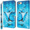 GLANDOTU Case for iPhone 5 /5s /SE 2016(Not for 2020),Flip Wallet PU Leather Cover with Magnetic Button, Standing Function Full-Body Protective for iPhone 5 /5s /SE 2016 Phone Cases-Blue butterfly