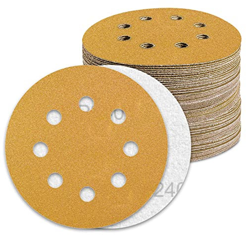 Schleifpapier 125mm Klett Schleifscheiben 240 Körnung 8 Loch 100St. für Exzenterschleifer Schleifmaschine Poliermaschine