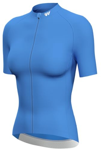 Lo.gas Radtrikot Damen Kurzarm,Fahrradtrikot Rennrad Trikot Atmungsaktiv Frauen Fahrrad Shirt Sommer Fahrradjacke Radfahren Top Mit 3 Taschen L Blau