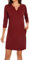Lightbare Damen Kleid mit 3/4-Ärmeln und Taschen, LSF 50+, lässiges Sonnenkleid, atmungsaktiv, schnell trocknend, für Strand, Wandern, Outdoor, Party, Weinrot, Klein