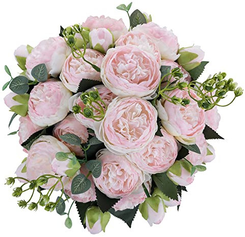 Inweder Blumenstrauß Brautstrauß Künstliche Blumen - 4 Pcs Pfingstrose Künstlich Gefälschter Blumenkugel Baby-Rosa Seidenblumen für Hochzeitsdeko Tisch Home Hochzeit Blumenball Deko Wohnzimmer