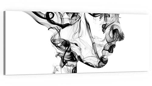 DEQORI Glasbild Echtglas | Motiv Frauenkopf aus Rauch | horizontal einteilig 125x50 cm | schöne Dekoration | Wandbild für Wohnzimmer, Schlafzimmer, Flur & Küche | moderne Wanddeko