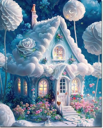 ARTOWN Malen Nach Zahlen Erwachsene,Schnee-Haus,DIY Handgemalt Ölgemälde Kits für Kinder Anfänger, Ohne Rahmen 40x50cm