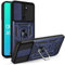 WBWONE Funda para OPPO A9 2020 / A5 2020, Anti-Rasguño Shock- Absorción TPU/PC Carcasa con 360° Anillo Kickstand y Cubierta Deslizante de la Cámara, Azul