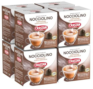 CRASTAN 1870 - Capsules compatibles Dolce Gusto - Nocciolino - Cappuccino al Gusto Noisette - 8 boîtes de 10 - Total 80 capsules - Sans gluten