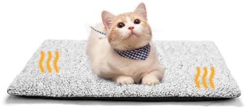 MORA PETS Self Heating Cat Bed Heated Cat Blanket Self Warming Pet Pad with Removable Cover Thermal Kitten Pad Non-Slip Washable 61 x 45cm