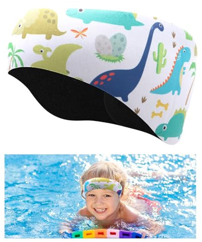 Bandeau de Natation Enfant avec Motifs d'Animaux - Confortable Bandeau d'Oreilles en Néoprène pour Âge 3-9, Accessoire Mignon et Sécurisé pour Piscine (E)