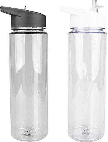 Sports Water Bottle 800ML Leakproof Design Water Bottle with Straw Plastic Free Leakproof Sport Portable Drinks Reusable Drinks Bottle Durable for Gym School Sports and Cycling (black+white)