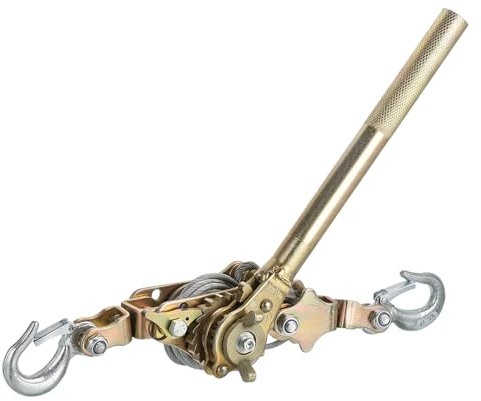 sourcing map Come Along Winch,1 Ton Winch,Hand Cable Puller with 2 Hooks 1m/3.28FT Hand Power Cable Puller for Landscaping, Construction, Farm Work,Tight Line, Lifting, Freight,Pack of 1