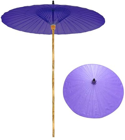 Parasol de Jardin Chinois Rétro 200 cm, Parasol de Patio extérieur en Bambou Shanghai, Parapluie Rond Exotique en Papier huilé Fait à la Main, Protection UV, Violet