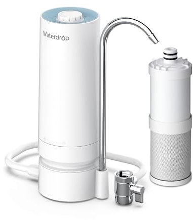 [Ultra Filtration] Waterdrop Arbeitsplatte Wasserfilter, Filterlebensdauer-Erinnerung, 4000 Gallonen, Reduziert Schwermetalle, Schlechten Geruch und 99% Chlor (1 Filter Inbegriffen) WD-CTF-07