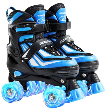 PAPAISON Kids Adjustable Roller Skates for Boys Girls Light up Wheels