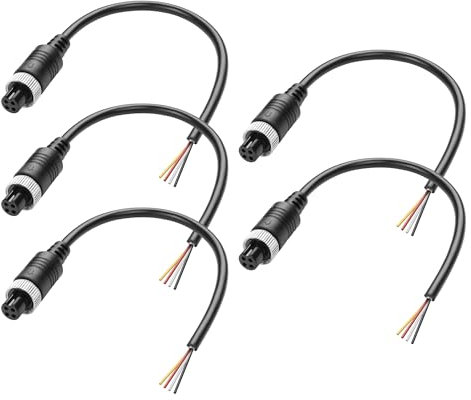 MEIRIYFA M12 4 Pin Aviation Connector Sensor Kabel, M12 A-Code 4 Pin to Pigtail Bare Wire Open End wasserdichtes Sensor Stromkabel - 22cm, 5Pack (4 Pin Buchse)