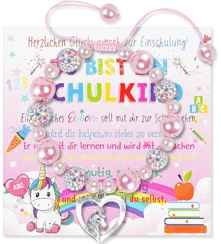 Aucuu Armband für Mädchen - Einschulungsgeschenk, Perlenarmband für Kinder, Verstellbares Geflochtenes Seil, Schmuck für Frauen