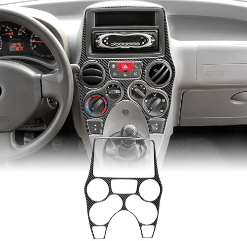 KUNGKIC Für Fiat Panda 169 2003-2011 Kohlefaser Auto Zentrale klimaanlage Bedienfeld Rahmen Dekorativ Innenraum Aufkleber Zubehör,Geschenk (Schwarz)