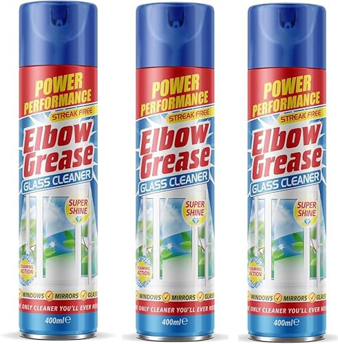 JMS we create smile - 3 x Glass Cleaner Aerosol Spray Cleaners 400ml - Streak-Free Shine for Windows, Mirrors & Glass Surfaces Cleaning - Make Your Glass Shine