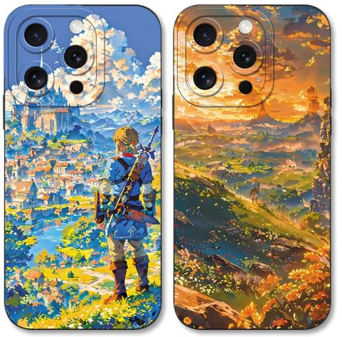 nurkorki 2 Stück Cartoon Anime Handyhülle für Samsung Galaxy A53 5G 6.5, Cool The Legend of Zelda Muster Design Schutzhülle Weich TPU Silikon Stoßfest Bumper Case, Landscape