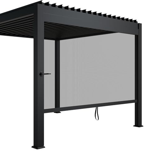 Juskys Seitenwand für Lamellendach Tahiti - Rollo 3 m - Aluminium & Stoff - Zubehör für Pergola - Sonnenschutz für Garten & Terrasse - Anthrazit