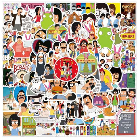 50 Stück/Lot Bobs Burgers Aufkleber, wasserdichte Vinyl-Anime-Aufkleber für Laptop, Wasserflasche, Gitarre, Reisegeschenk für Kinder, Teenager, Erwachsene, Mädchen, Jungen