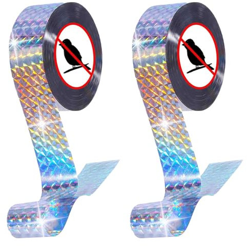 Ayizhiniu 2pcs Vogelabwehr Vogelband, Reflektierendes Vogelabwehrband, Vogelschreck Vogelabwehr, Vogelschutz Reflektierendes Band, Gilt für Halten Vögel Fern Ihren Garten Schützen