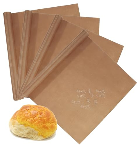 Lot de 4 films de cuisson permanents - 40 x 60 cm - Papier sulfurisé de qualité supérieure - Revêtement anti-adhésif PTFE - Pour plaque de cuisson - Convient pour four et barbecue