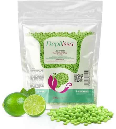 DEPILISSA 400g Perlas de Cera Lime Breeze – Cera Caliente Multidireccional Ipoalergénica & Vegana para Cara, Axilas, Piernas & Bikini – Sin Strips – Para Hombres & Mujeres – Hecho en Italia