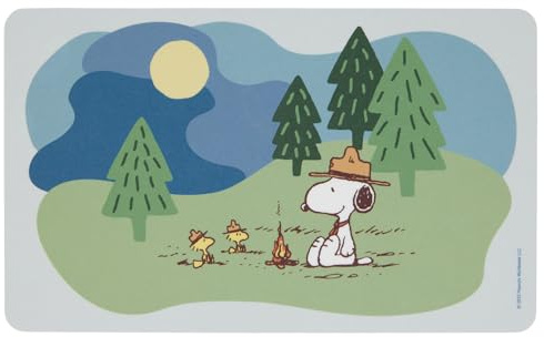 BUTLERS Frühstücksbrettchen Snoopy Lagerfeuer 23x14 cm Melamin - PEANUTS - Spülmaschinenfeste Schneidebretter für die Küche & Camping | Frühstücksbrett BPA-frei