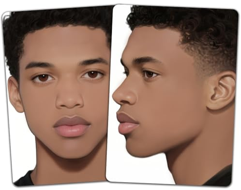 DELORIGIN 2X Face Painting Übungsbrett Zum Schminken Wiederverwendbares Make-up Übungsgesicht Gesichtsbemalung Malvorlage A4 Übungsvorlage Für Bühnen Make-up Anfänger Profis (Schwarz Männlich)