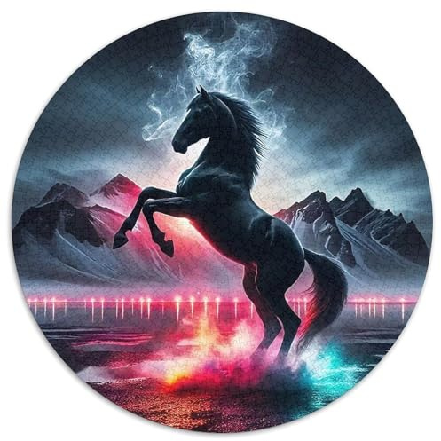 Pferd Mit 1000 Teilen Puzzle Tier Circular Puzzle Für Erwachsene Und Kinder Pädagogisches Für Erwachsene Kinder Buntes Tier Stressabbau-Spielzeug 1000pcs (67.5x67.5cm)
