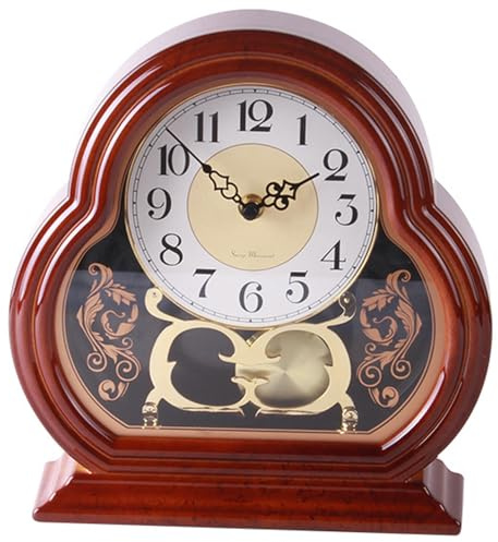 Orologi per camino per soggiorno mantello tranquillo orologio vintage in legno vintage orologio da tavolo a batteria a batteria con oscillazione pendolo per tavolo da ripiano da banco per ufficio