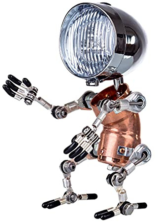3D Metall Puzzle Roboter, Steampunk Mechanisch Industrieller Stil Roboter Tischlampe Modellbausatz, DIY Montageblock Puzzle Geschenk Schreibtischdekoration