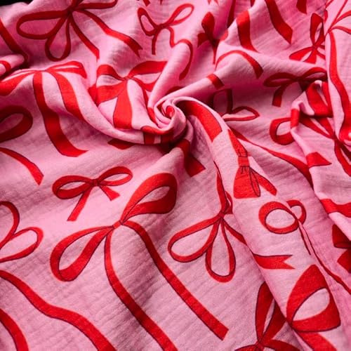 PAWOTEX Musselin Stoff Meterware Bio Musselin Meterware Bedruckt Double Gauze Uni Baumwollstoffe Meterware zum Nähen 50x135 cm für Baumwoll Stoffe für Kleid Bluse Kinder Tuch Decke Digitaldruck