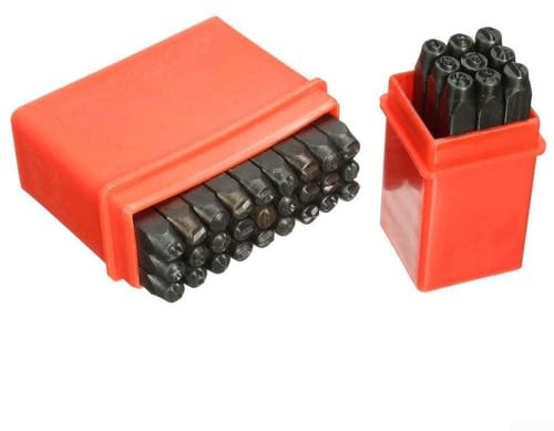 Lot complet de 36 poinçons en acier avec chiffres et lettres 2,5 mm