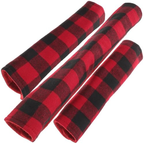 COHEALI Housse de Poignée de Réfrigérateur et Micro-ondes Lavable, Protection Antitache en Tissu Noir et Rouge à Carreaux, Adaptée aux Poignées de Porte D’appareils Électroménagers,