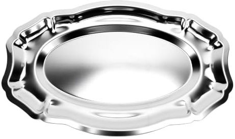 Hamwesh Vassoio da Portata in Acciaio Inox 304, Piatto da Dessert con Finitura a Specchio per Frutta Antipasti Torta e Snack, Vassoio Multiuso Facile da Pulire for e Tavola