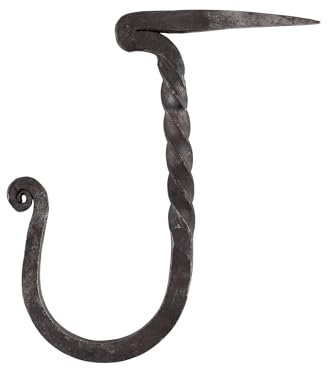 Ulfberth robuster Wandhaken mit Nagelende aus Stahl, handgeschmiedet, Garderobenhaken, Wandhalterung, Mittelalter, LARP, Wikinger, Lagerleben, ca. 13 x 7 cm, wetterfest
