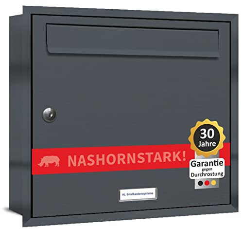 AL Briefkastensysteme, 1er Unterputzbriefkasten in Anthrazit Grau RAL 7016, Briefkastenanlage 1 Fach, Postkasten modern
