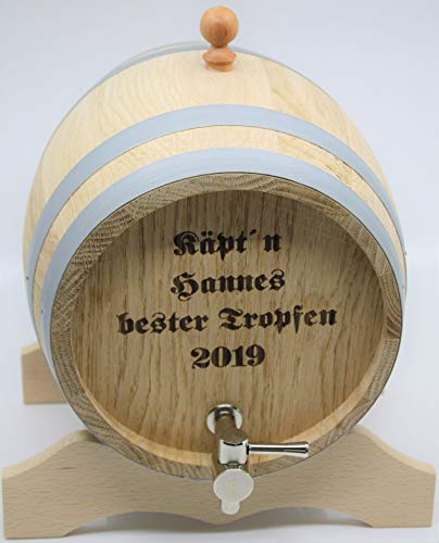 MAAJ® WEINFASS/WHISKYFASS/SCHNAPSFASS KOMPLETT AUS EICHENHOLZ 1,2,3,5,10L - MADE IN SLOWENIEN (10 L - Metallhahn - ohne Gravur)