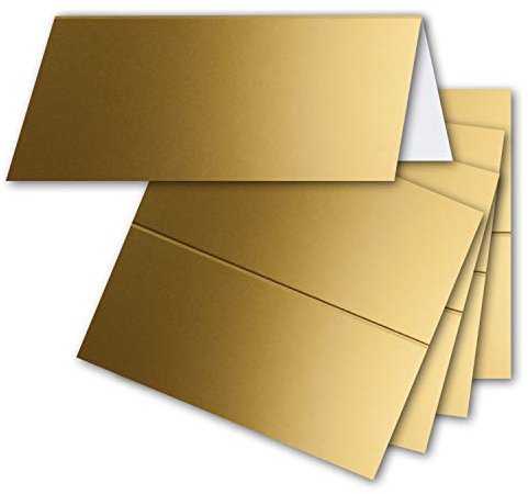 FarbenFroh by GUSTAV NEUSER 25x Tischkarten in Gold (Metallic) - 4,5 x 10 cm - blanko - Doppel-Karten - als Platzkarten und Namenskarten für Hochzeit und Feste