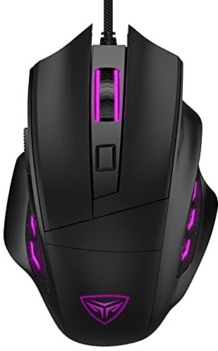 CP3 souris gaming filaire de jeu souris ordinateur portable réglable 3200 DPI souris gamer 6 boutons avec éclairage 4 LED pour ordinateur portable de bureau et PC, compatible avec Windows 7 10 XP etc.