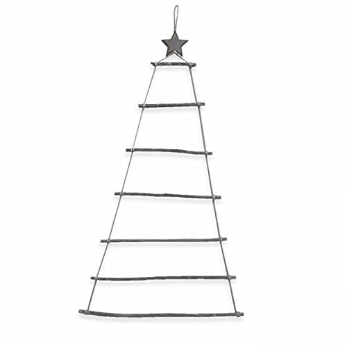 Strickleiter Holz Adventskalender 2023 Shabby Chic DIY Weihnachtsdeko Holzleiter Massivholz Stern Weihnachtsbaum Tannenbaum 62334