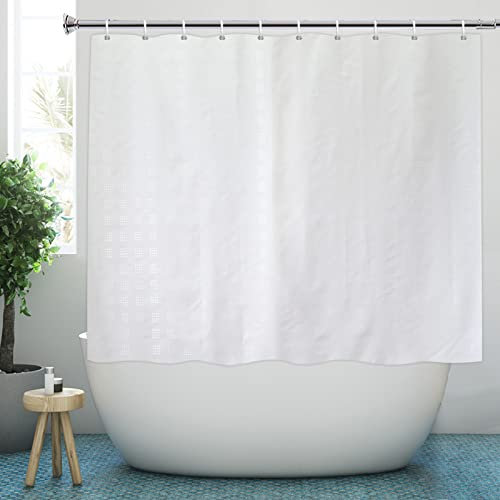 YISURE Duschvorhang Kurz für das Badezimmer, Weißes Geometrisches Muster Polyester Kürzere Länge Duschvorhang, Schimmelresistente Metalltüllen, Breite 180 x Höhe 150cm