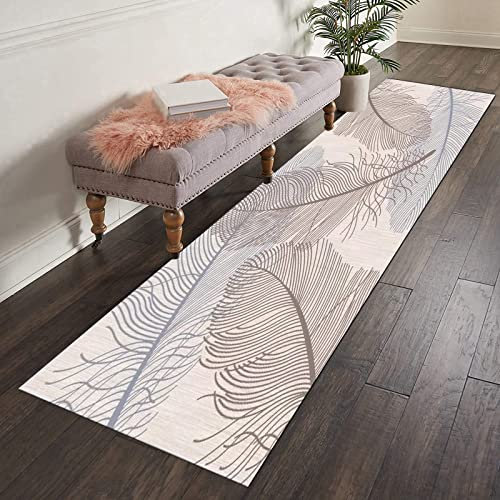 Korridor Teppich- Teppich Läufer Für Flure Küche Wohnzimmer Waschbar rutschfest Schmaler Teppich, Point Kunststoffrücken Langer Teppichläufer, Meter Weiß(Size:80×550cm)