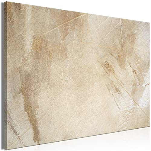 decomonkey Bilder Beige Laub 120x80 cm 1 Teilig Leinwandbilder Bild auf Leinwand Vlies Wandbild Kunstdruck Wanddeko Wand Wohnzimmer Wanddekoration Deko Abstrakt Modern Art Kunst Blätter Natur