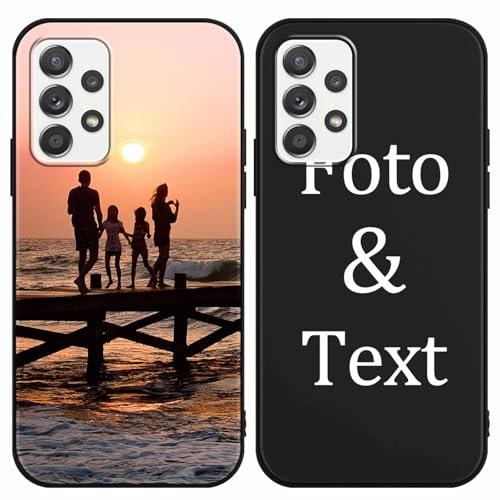 Yoedge Personalisierte Handyhülle für Samsung Galaxy A52 / A52s 5G Hülle Personalisiert 6,5,Schwarz Hülle Eigenem Foto Bedrucken Bild Text Individuelle Schutzhülle Selbst Gestalten für Samsung A52