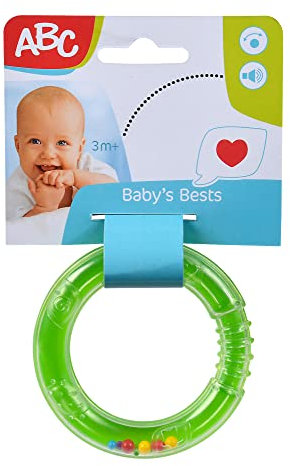 Simba ABC Ringrassel, Babyspielzeug, mit bunten Rasselperlen, Riffelung und Prägung zum Fühlen, D:9cm, ab 3 Monate
