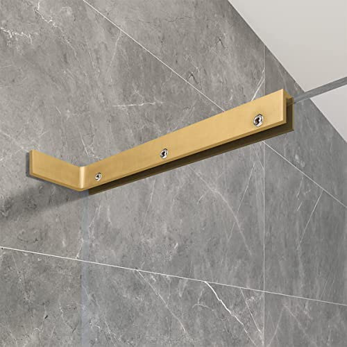 LukLoy Frameless Shower Glass Bracket, Gold, Stainless Steel, Corner Mount